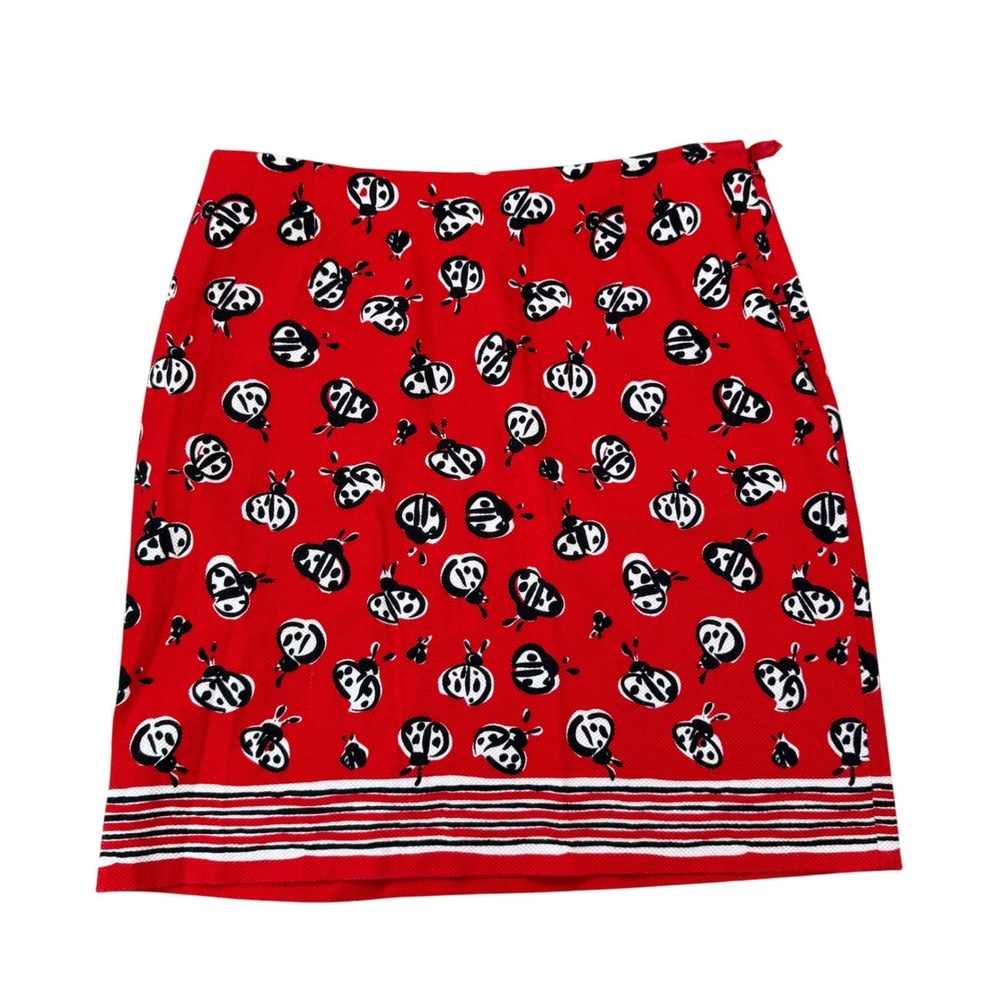 Talbots Art Ladybug Novelty Print Women 12  Pencil Skirt Retro Whimsical Cotton